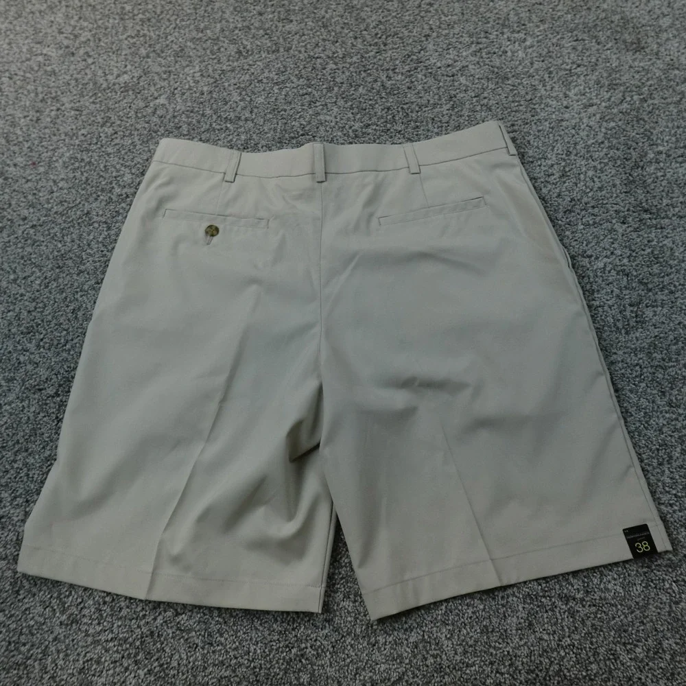 NEW Roundtree Yorke Shorts Mens 38 Beige Chino Flat Front Performance Stretch